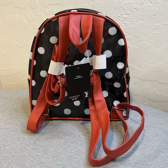 NWT-Disney's Mickey & Minnie Mouse Clear Polka Dot Mini Loungefly - Picture 2 of 9